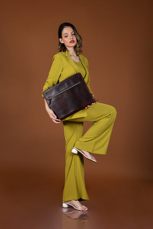 Leather Portfolio clutch with model
