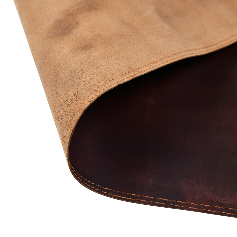 folded Leather Desk Mat with stitches