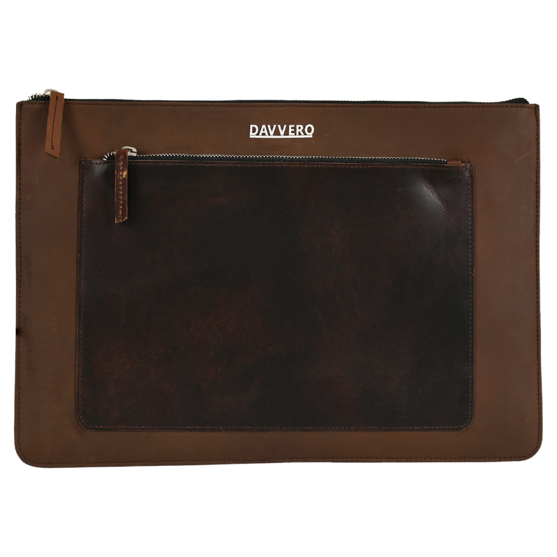 brown leather laptop sleeve