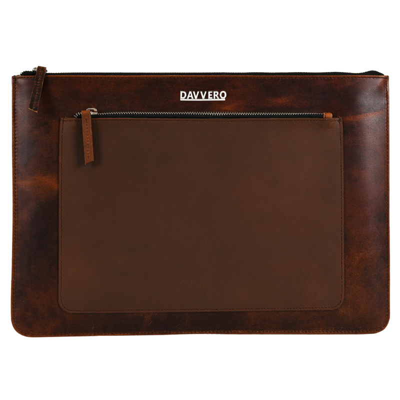 crazy brown laptop sleeve front pocket