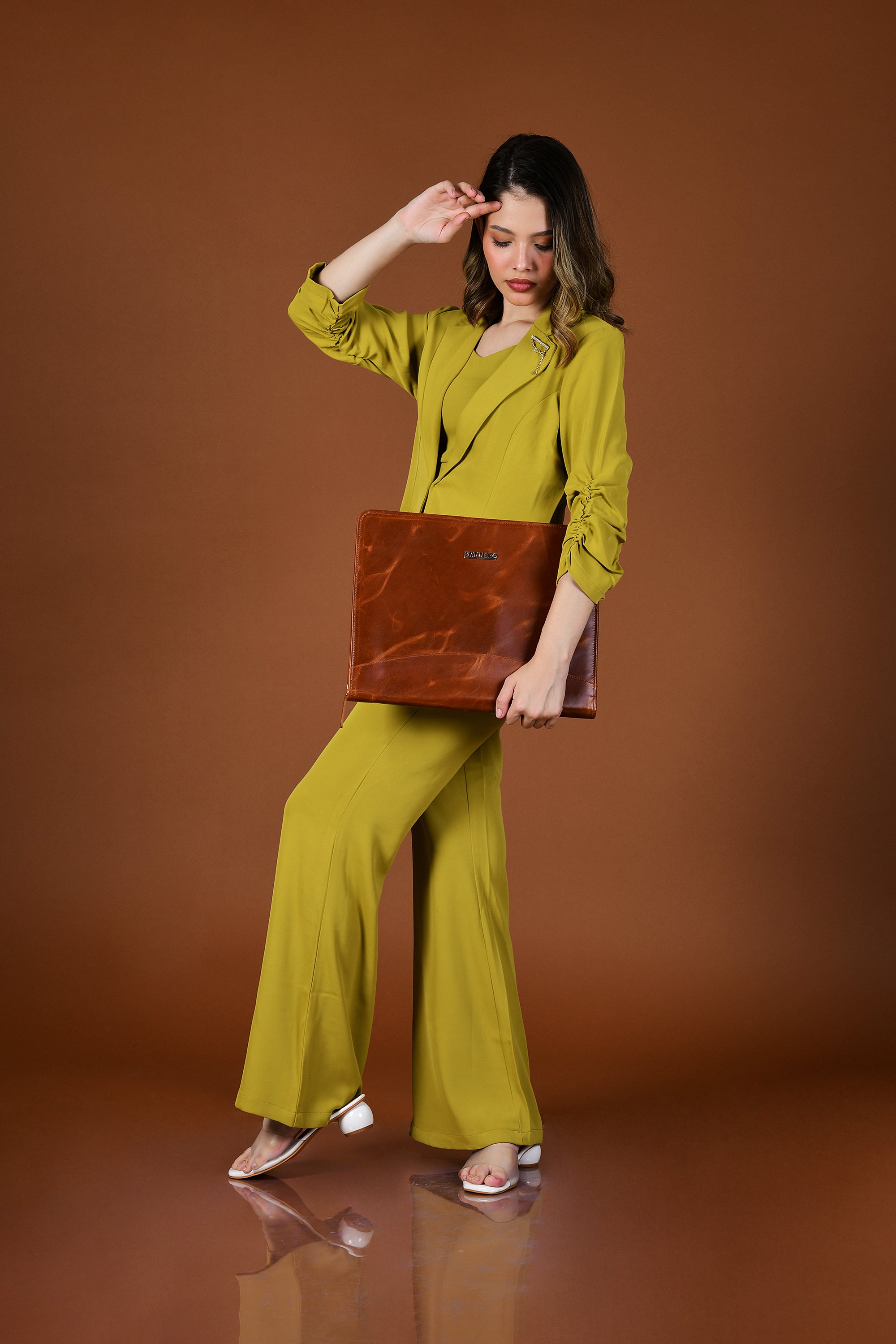 Leather portfolio with model UK