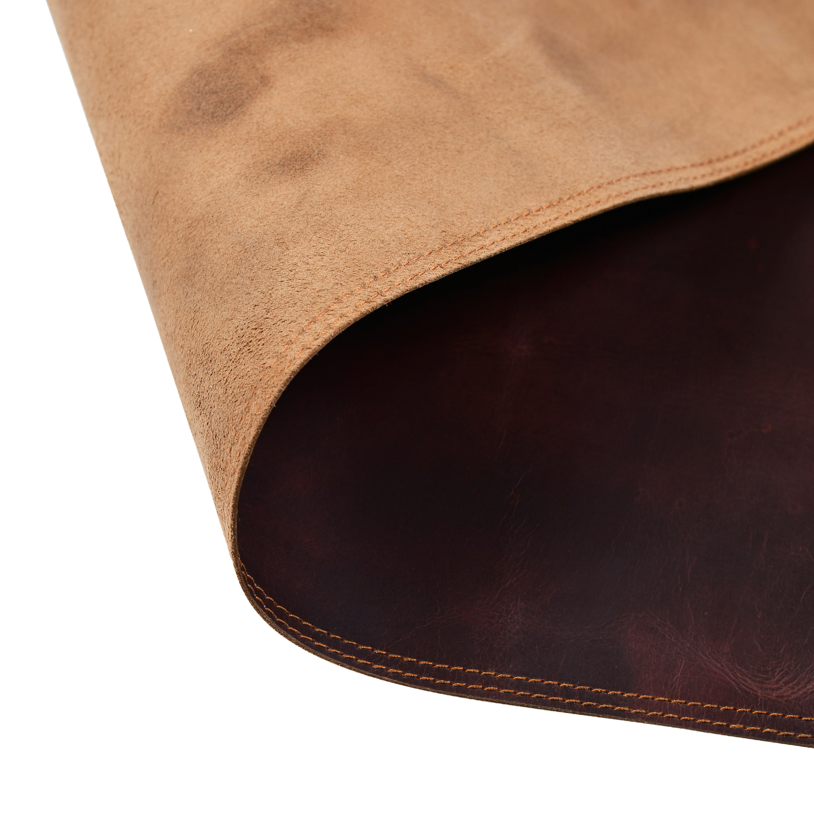 folded Leather Desk Mat with stitches