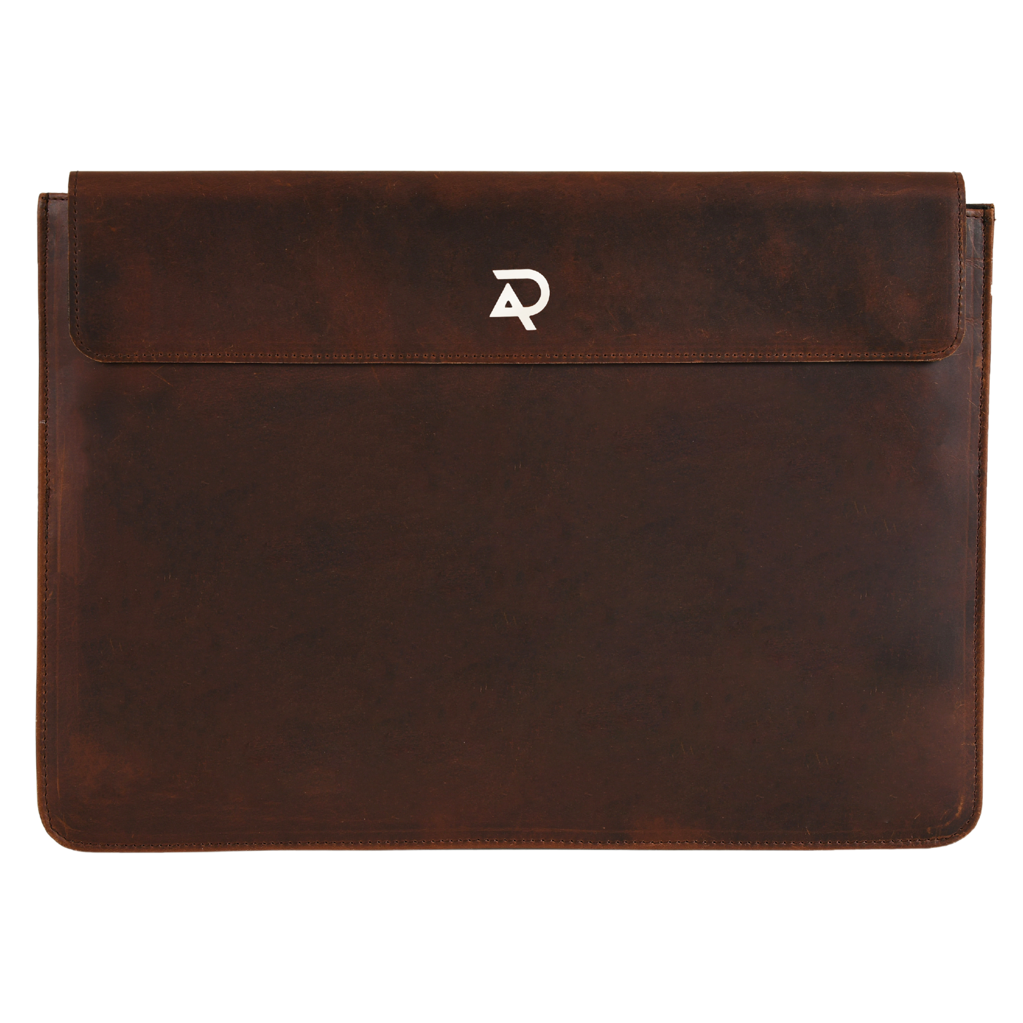 Brown Leather Laptop Sleeve Front Flip