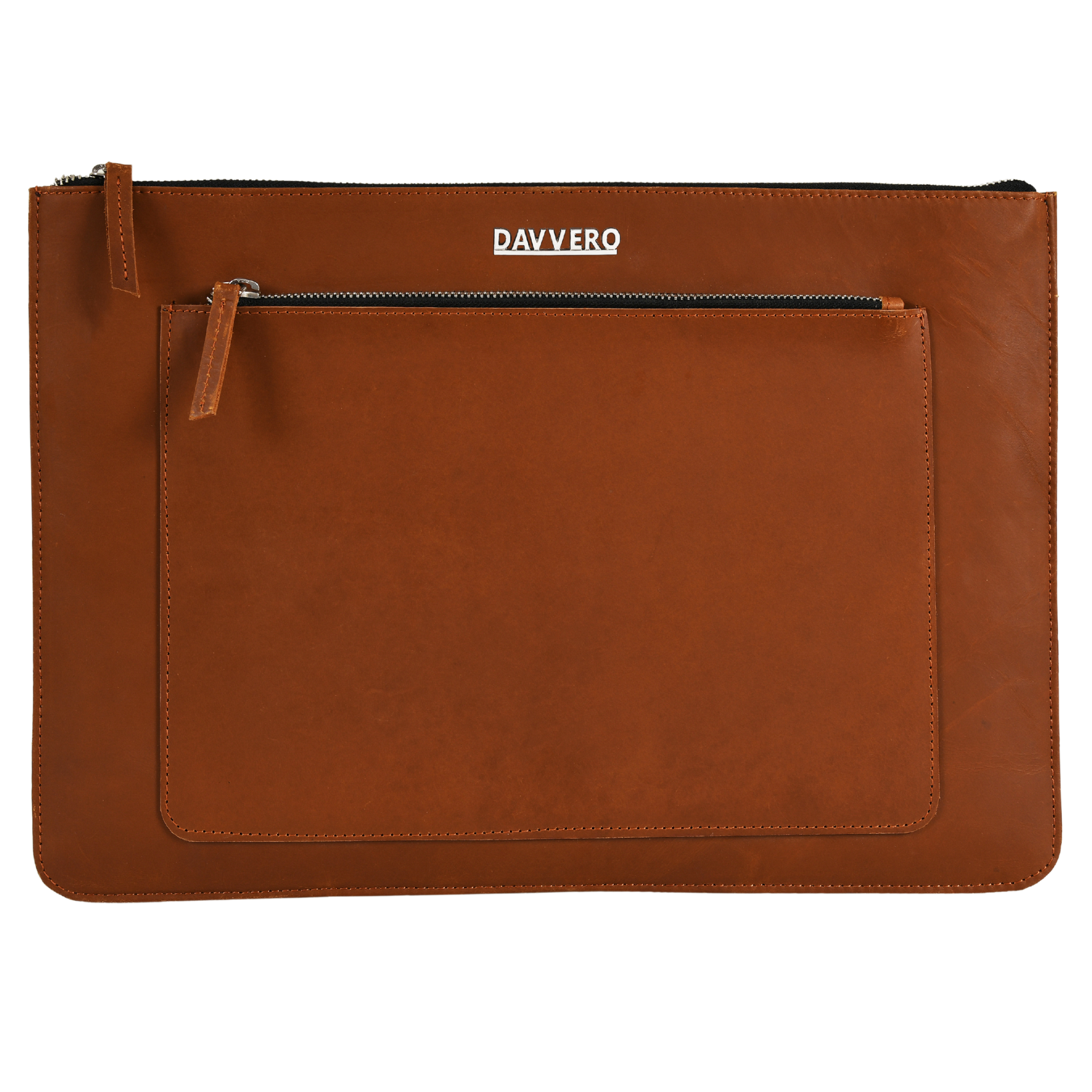 tan leather laptop sleeve front pocket